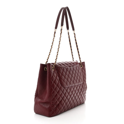 Chanel Calfskin Quilted Large Flap Shopping Tote Burgundy 3 of 10