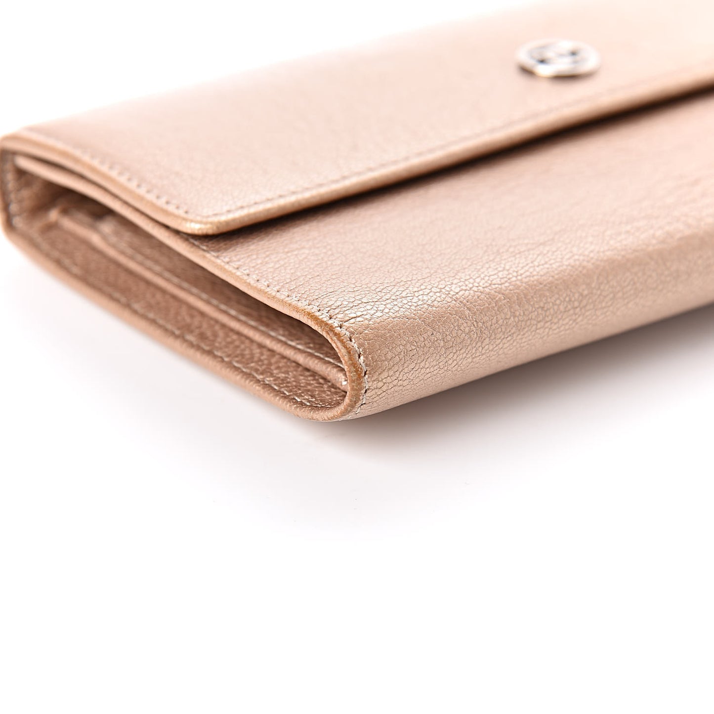 Metallic Goatskin Large Flap Wallet Gold