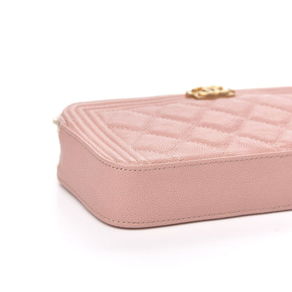 Chanel Caviar Quilted Small Boy Clutch With Chain Pink 10 of 12