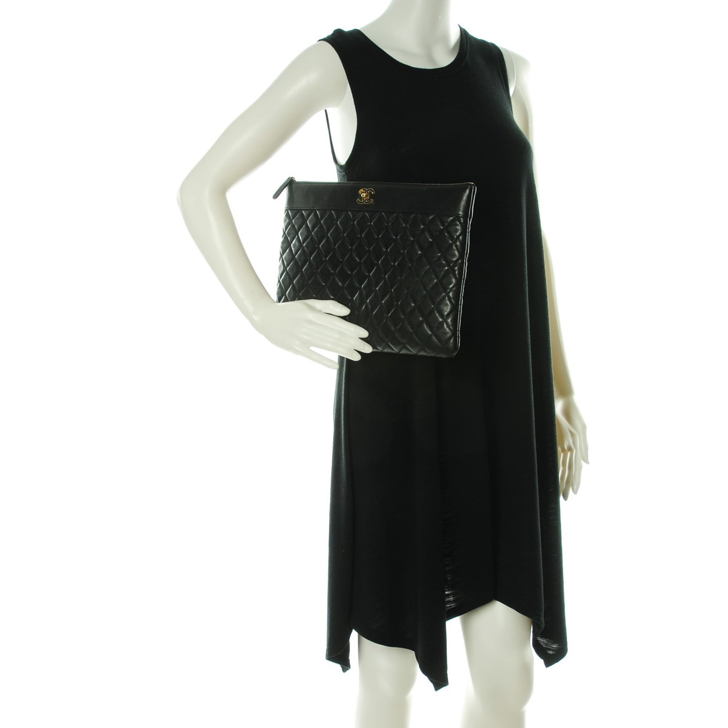 Sheepskin Quilted Large Cosmetic Case Black