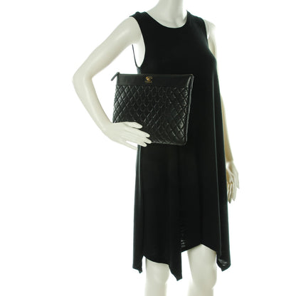 Chanel Sheepskin Quilted Large Cosmetic Case Black 2 of 7
