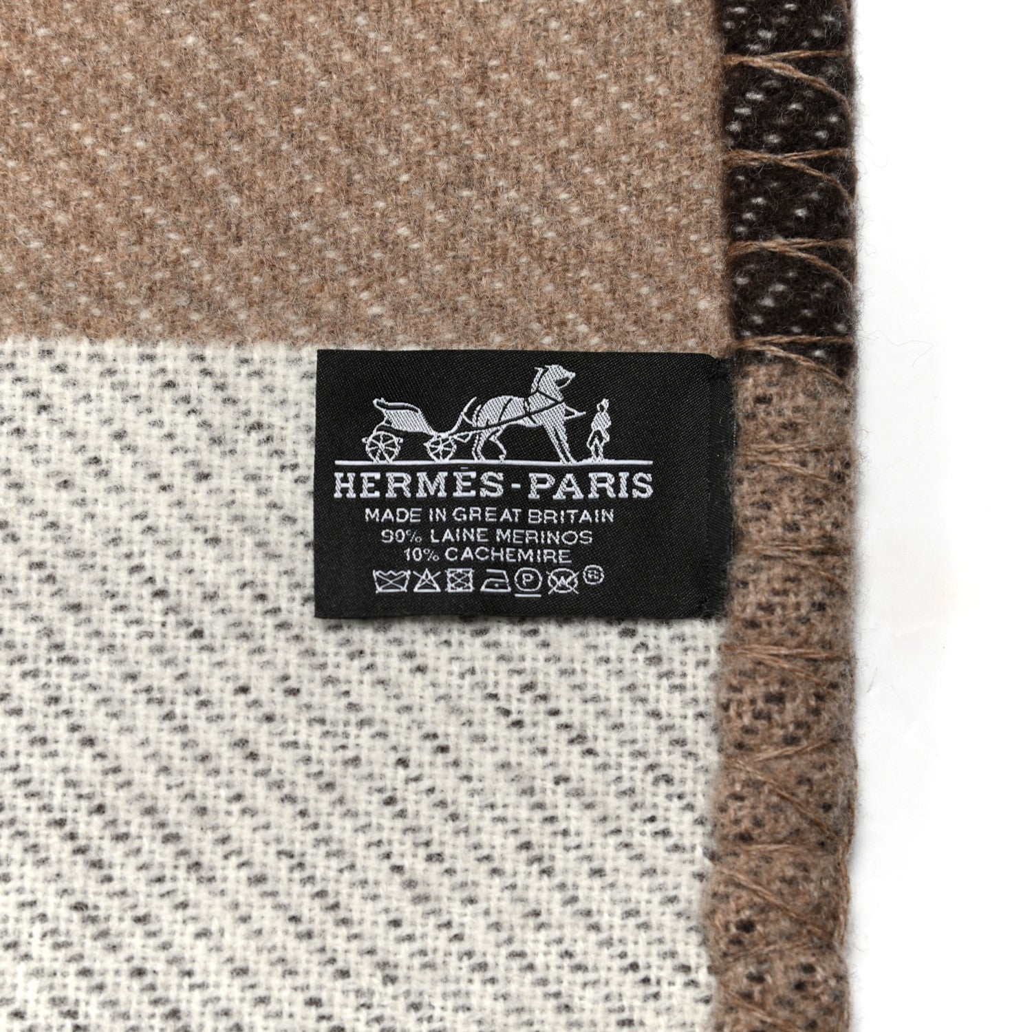 Hermes Wool Cashmere Brandebourgs Blanket Ecorce 3 of 4