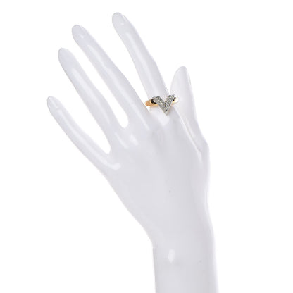 Louis Vuitton Crystal Essential V Strass Ring L 7.5 Silver Gold 2 of 9
