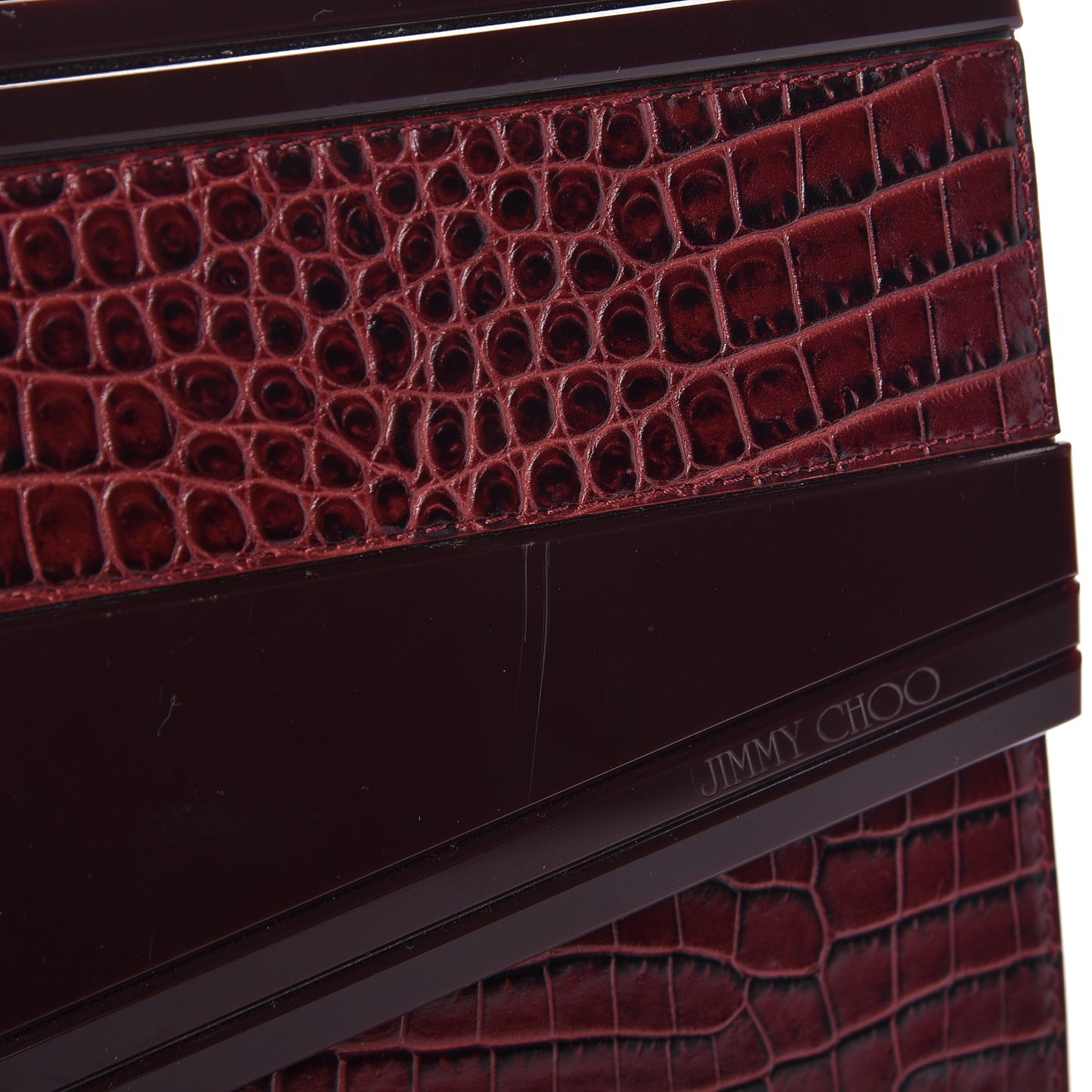 Acrylic Crocodile Embossed Large Candy Clutch Bordeaux