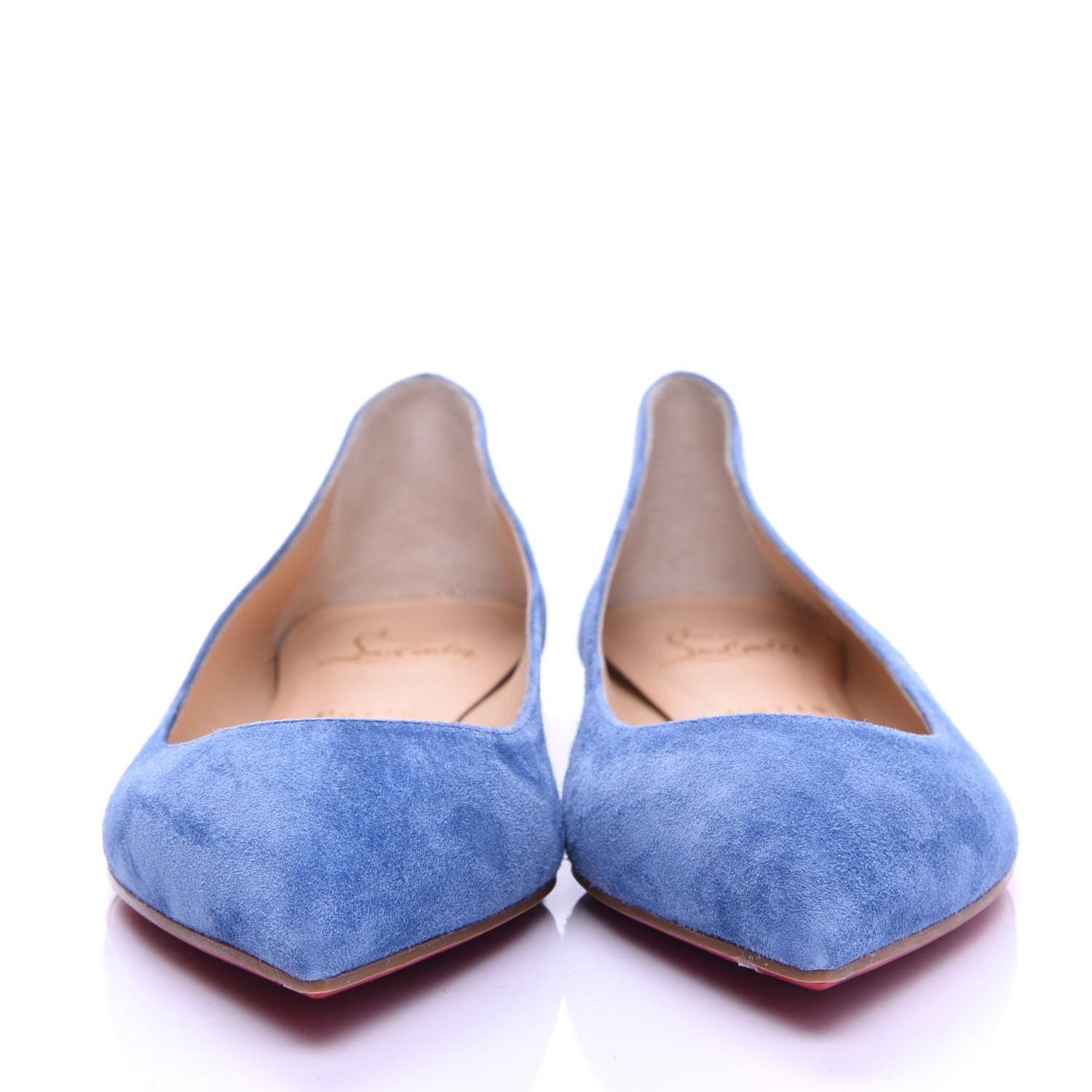 Christian Louboutin Veau Velours Ballalla Pointy Toe Flats 37.5 Jeans 3 of 10