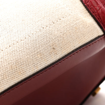 Celine Canvas Crocodile Embossed Bi-Color Mini Luggage Beige Red 11 of 14