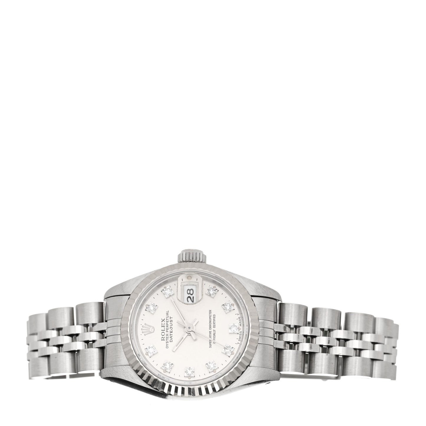Stainless Steel 18K White Gold Diamond 26mm Oyster Perpetual Datejust Watch Silver 69174