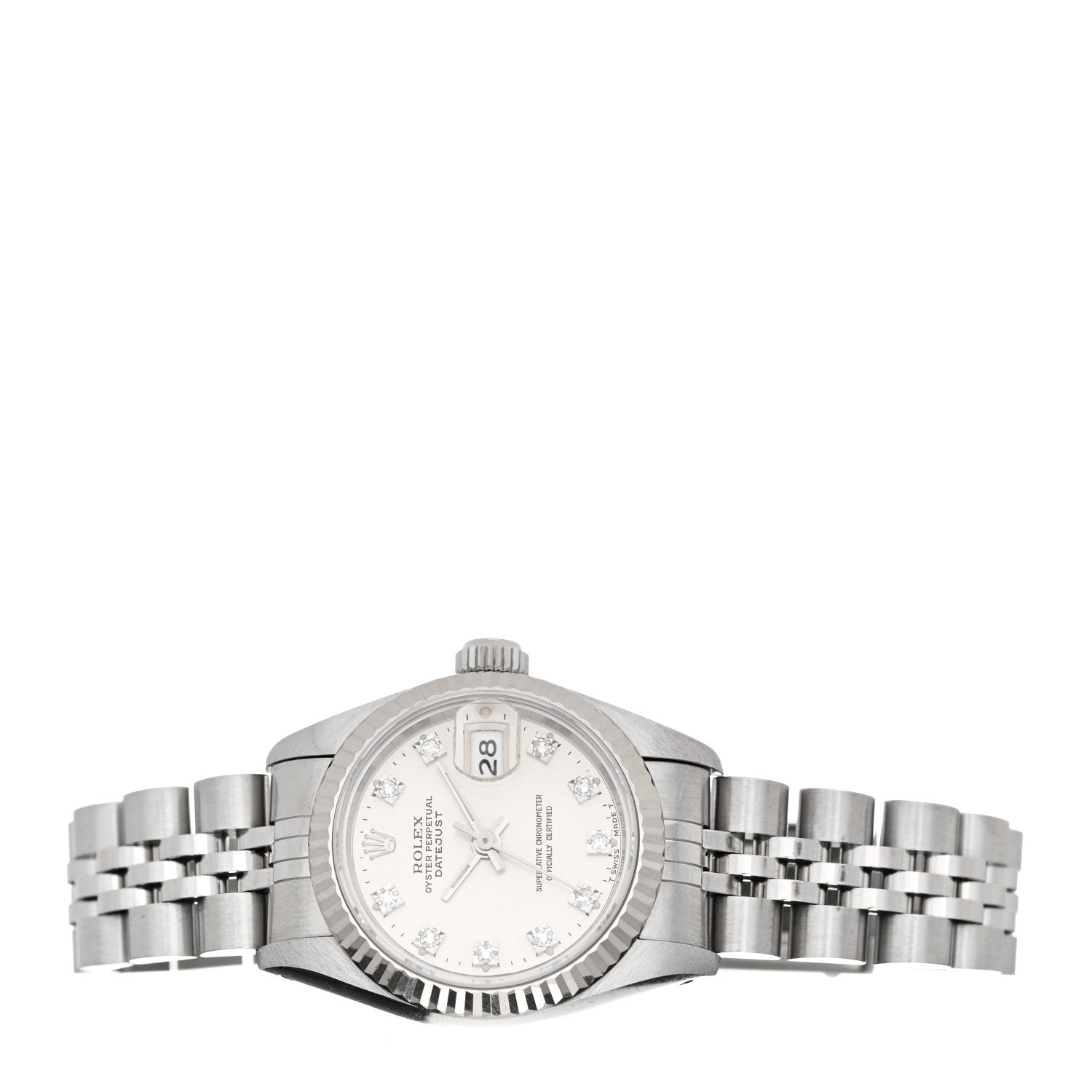 Rolex Stainless Steel 18K White Gold Diamond 26mm Oyster Perpetual Datejust Watch Silver 69174 2 of 4