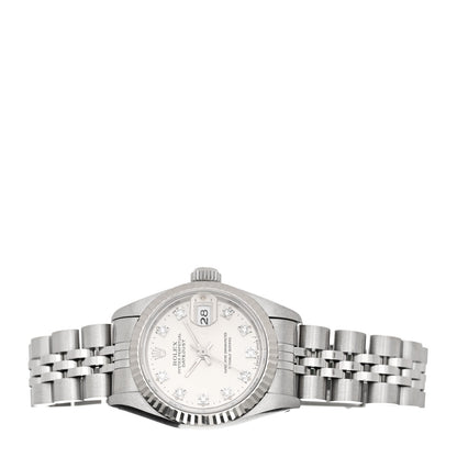 Rolex Stainless Steel 18K White Gold Diamond 26mm Oyster Perpetual Datejust Watch Silver 69174 2 of 4