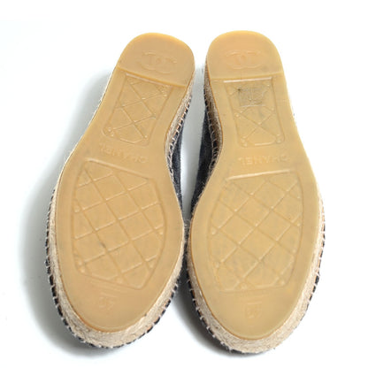 Chanel Fabric Flannel Espadrilles 40 Grey Black 4 of 6