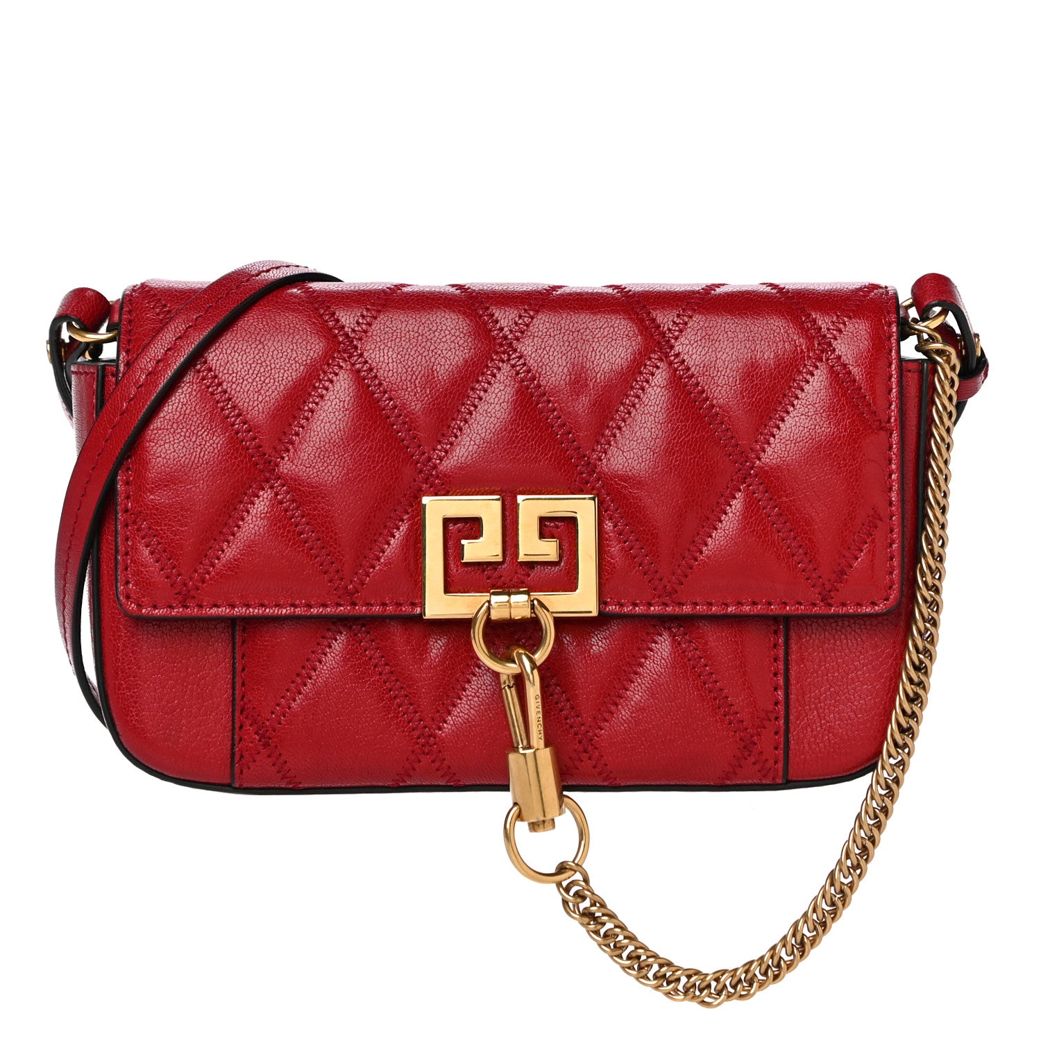 Givenchy Goatskin Quilted GV3 Mini Pocket Convertible Bag Vermillon 1 of 14