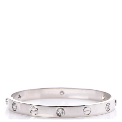 Cartier 18K White Gold 6 Diamond LOVE Bracelet 16 1 of 6