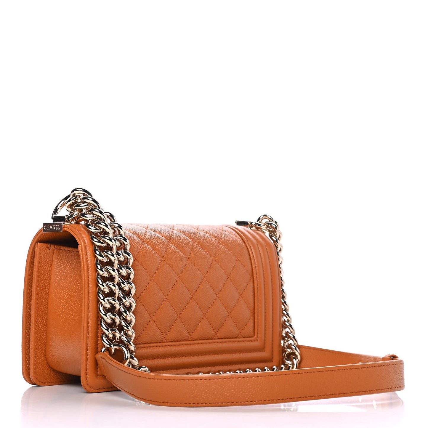 Caviar Quilted Small Boy Flap Light Brown