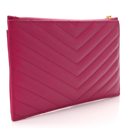 Saint Laurent Grain De Poudre Chevron Monogram Bill Pouch Fuxia Couture 3 of 7