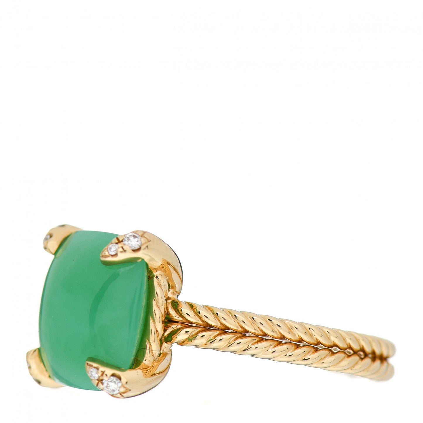 18K Yellow Gold Diamond Chrysoprase 11mm Chatelaine Ring 52 6
