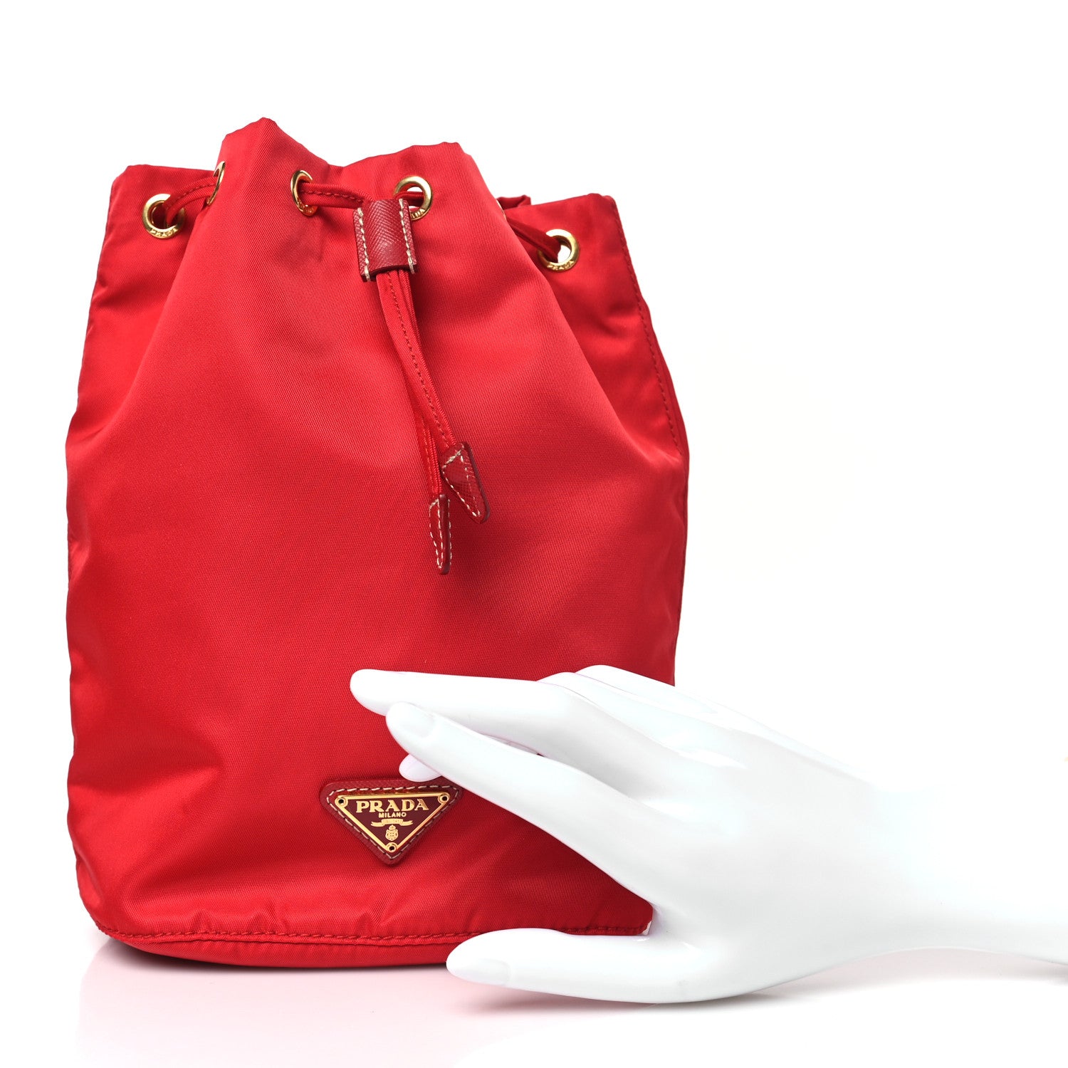 Prada Tessuto Nylon Vela Drawstring Pouch Rosso 2 of 10
