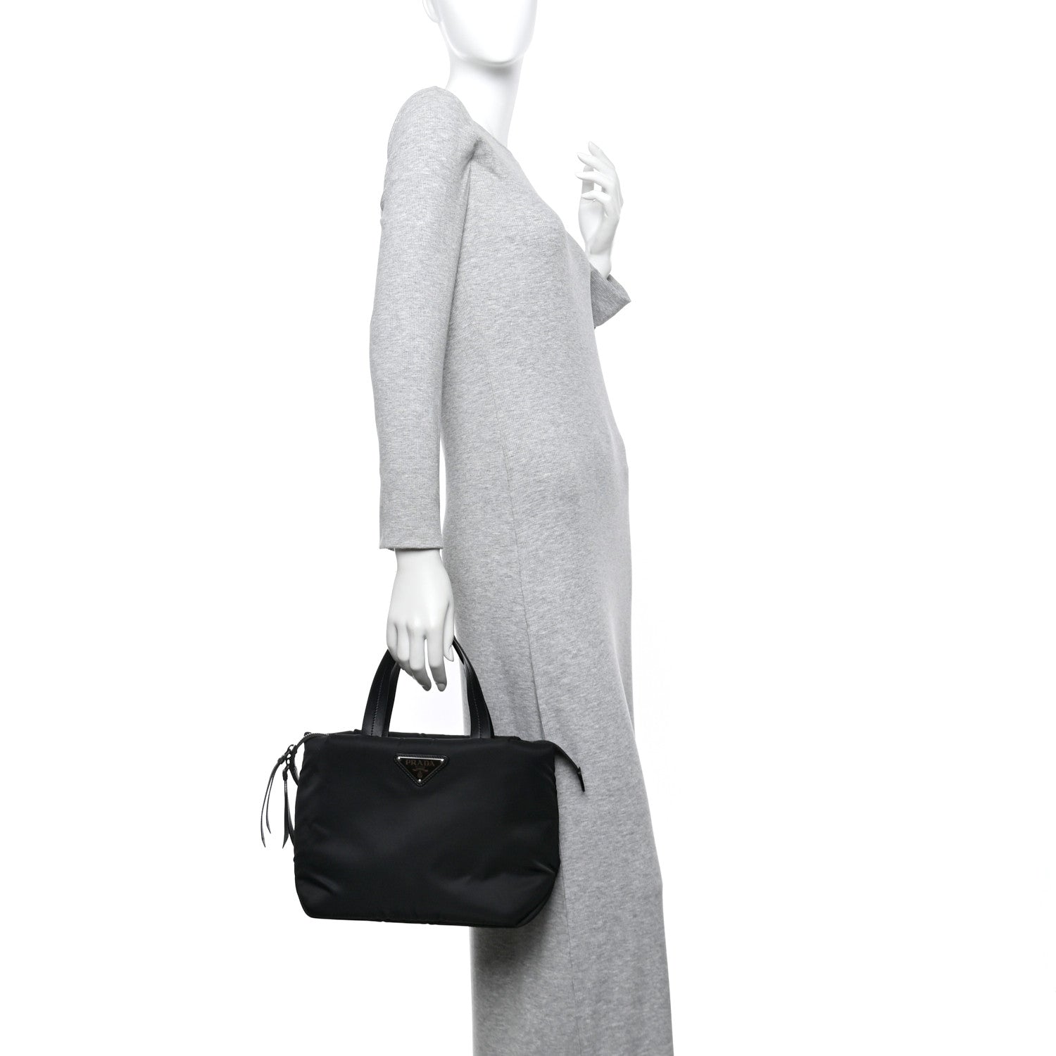 Prada Tessuto Nylon Soft Padded Small Shopping Tote Black 2 of 9