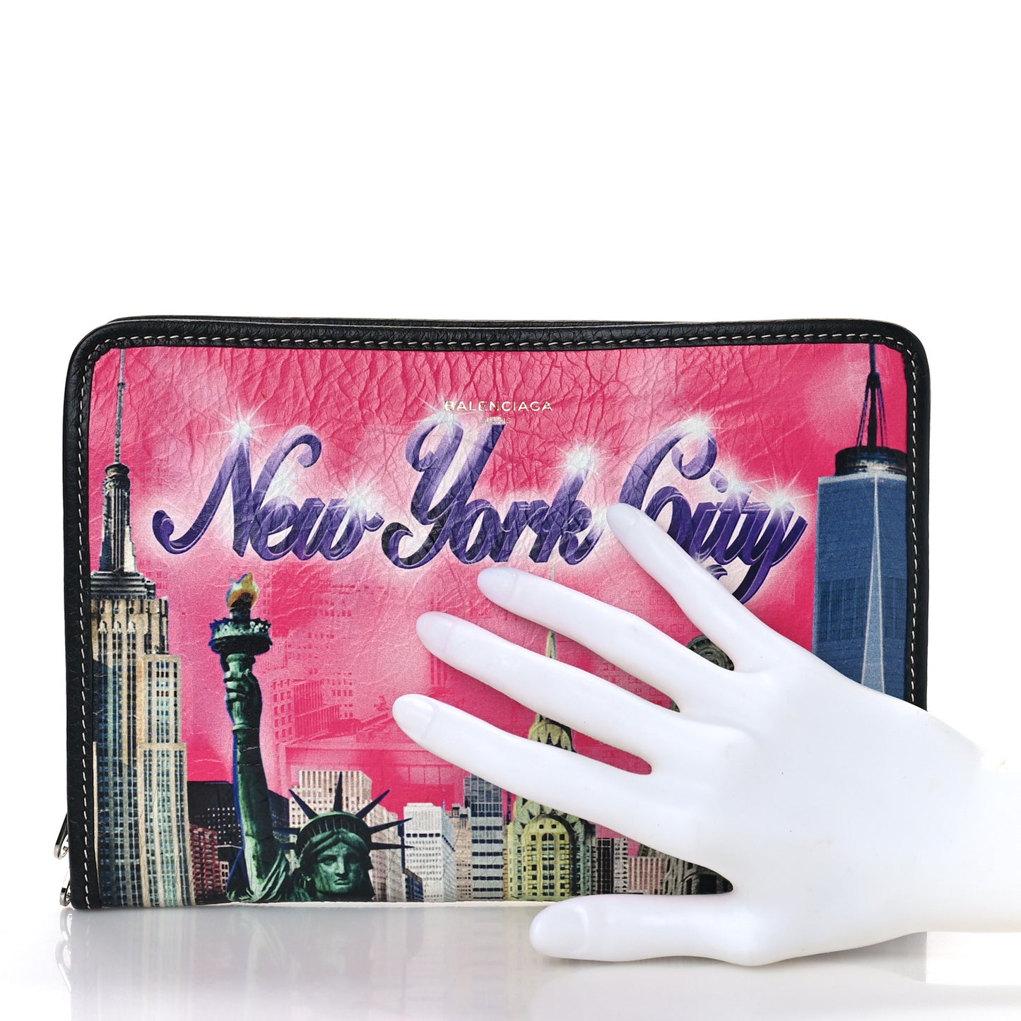 Agneau Arena NYC Mini Bazar Pouch Rose Black Gris Rouge