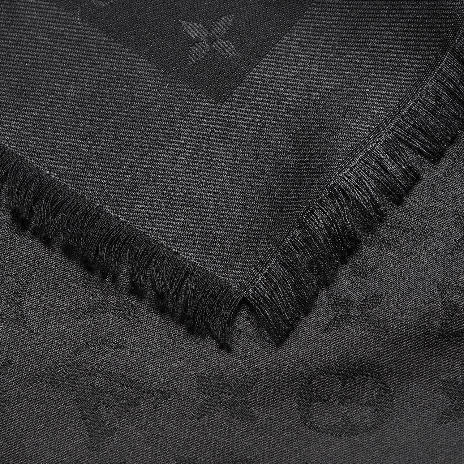 Louis Vuitton Silk Wool Monogram Shawl Black 4 of 5