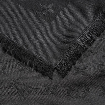 Louis Vuitton Silk Wool Monogram Shawl Black 4 of 5