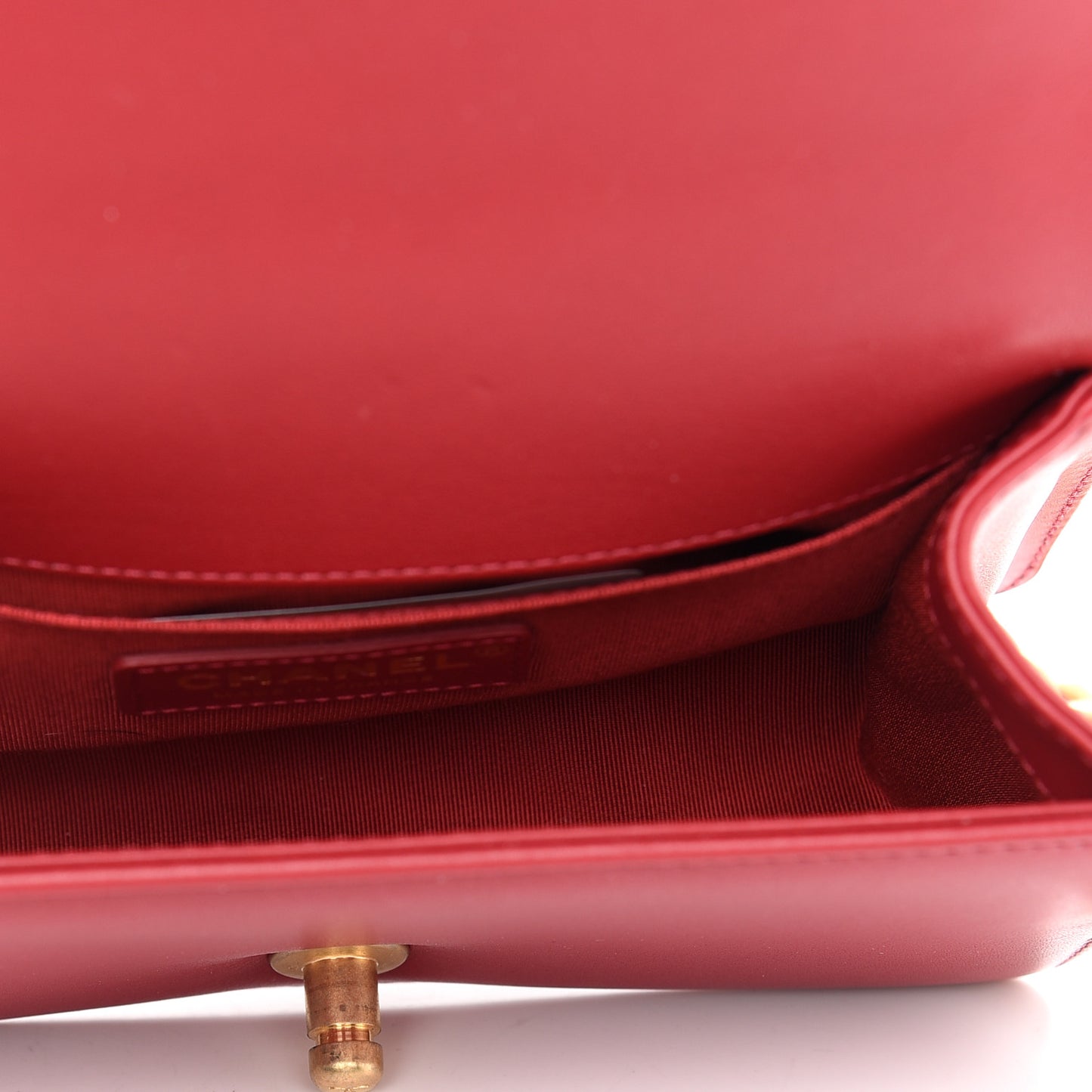Calfskin Small Boy Logo Top Handle Flap Red