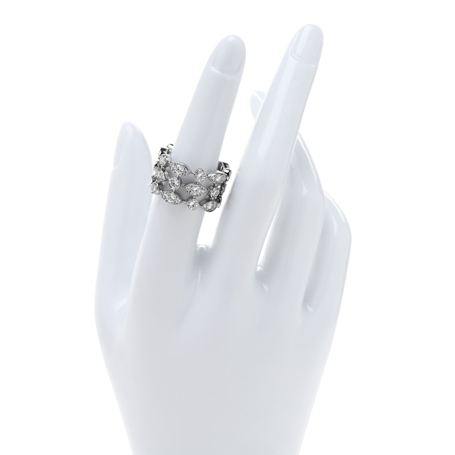 Cartier 18K White Gold Diamond Diadea 3 Row Ring 54 7 2 of 4