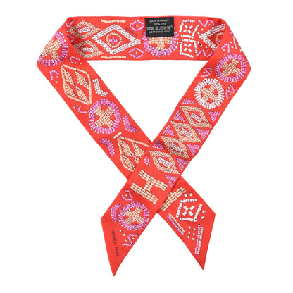 Hermes Silk Kelly En Perles Twilly Vermillon Parme 1 of 3