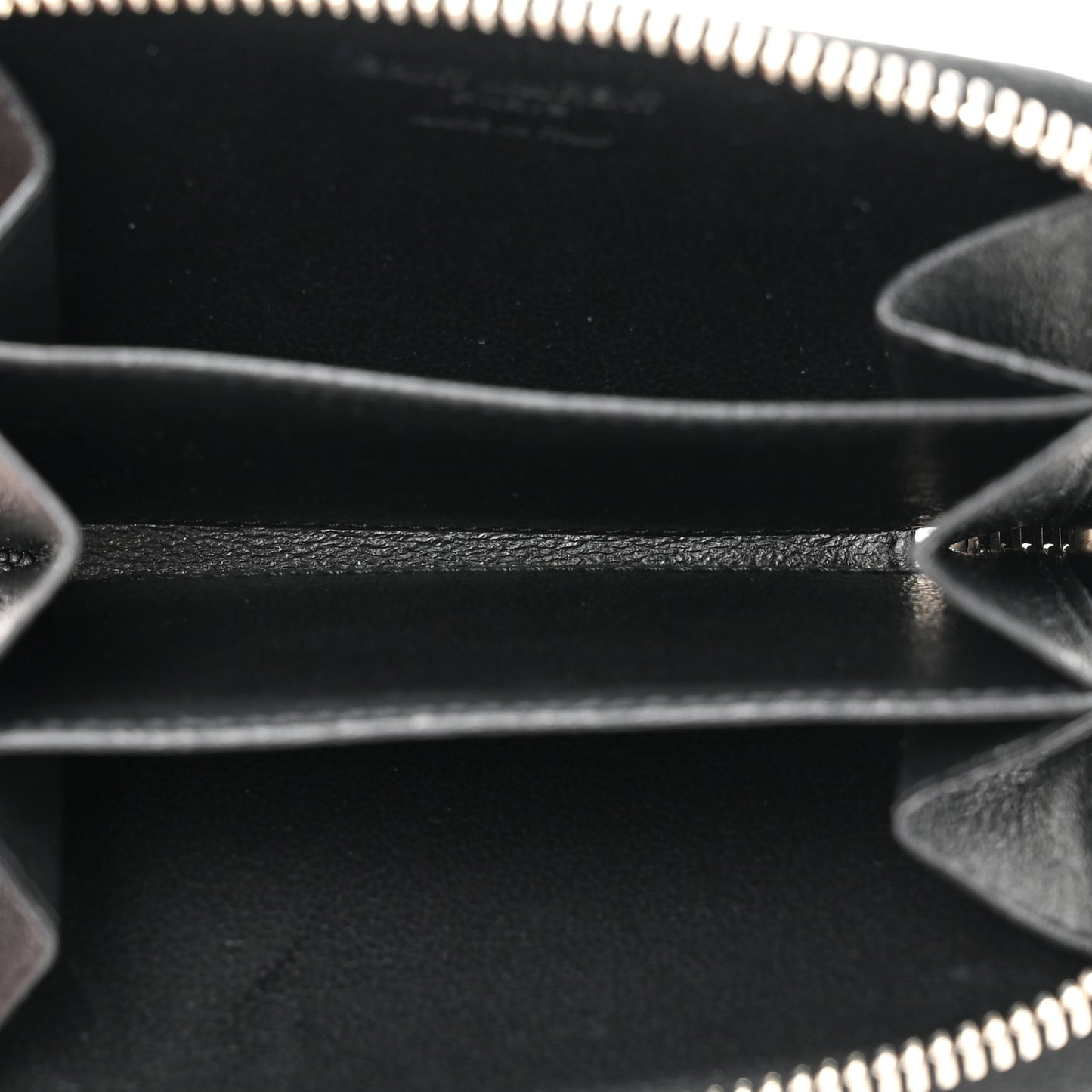 Grained Calfskin Rive Gauche Compact Zip Around Wallet Black