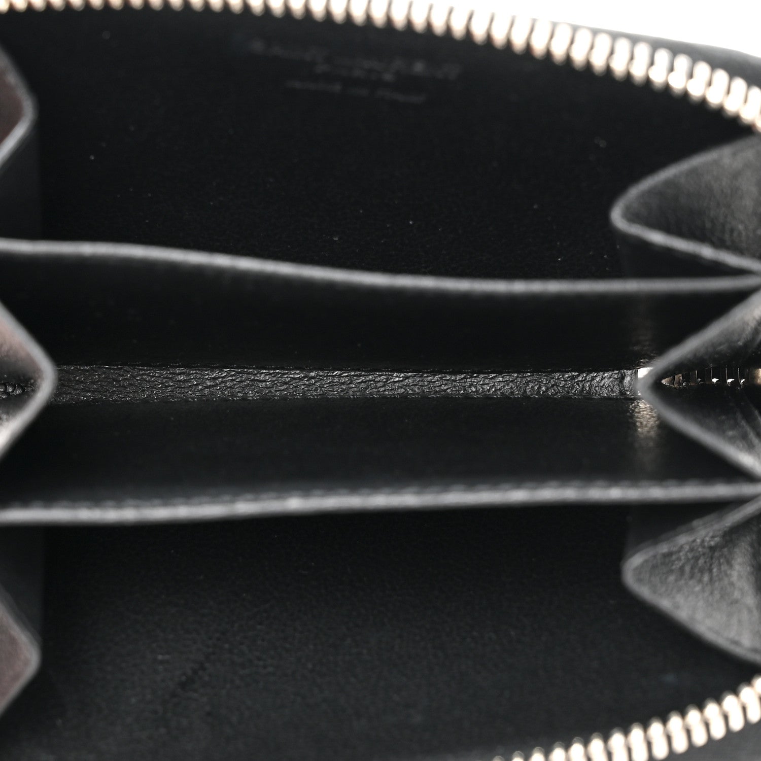 Saint Laurent Grained Calfskin Rive Gauche Compact Zip Around Wallet Black 5 of 6