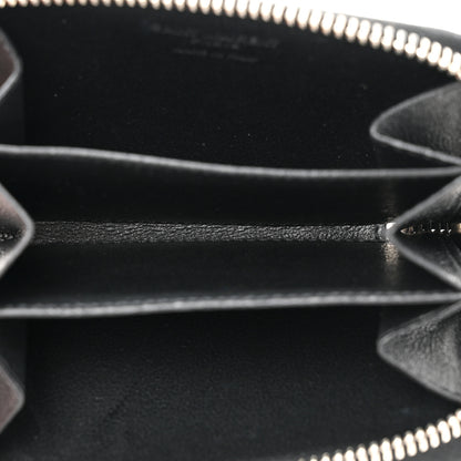 Saint Laurent Grained Calfskin Rive Gauche Compact Zip Around Wallet Black 5 of 6