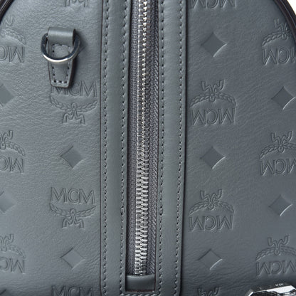 MCM Calfskin Ottomar Monogram Essential Boston Bag Grey 10 of 12