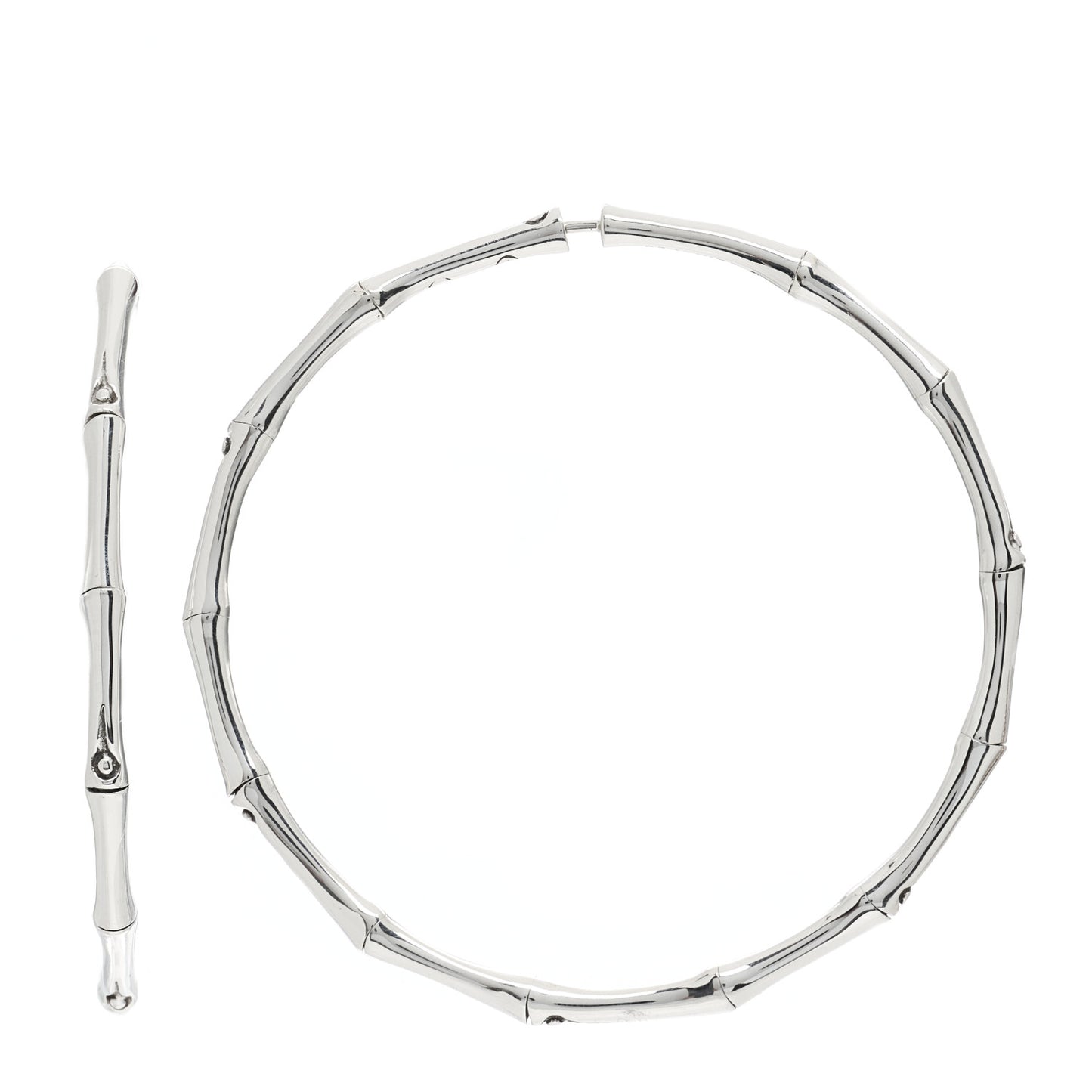 Sterling Silver 57mm Bamboo Hoop Earrings