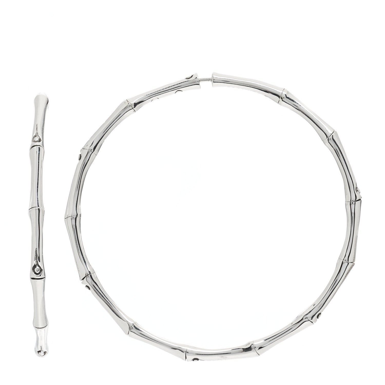 John Hardy Sterling Silver 57mm Bamboo Hoop Earrings 1 of 5