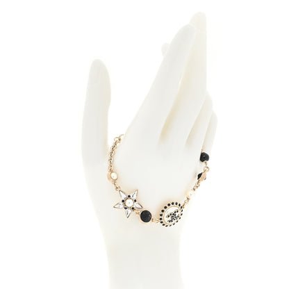 Chanel Pearl Crystal Beaded CC Bracelet Black Gold 2 of 5