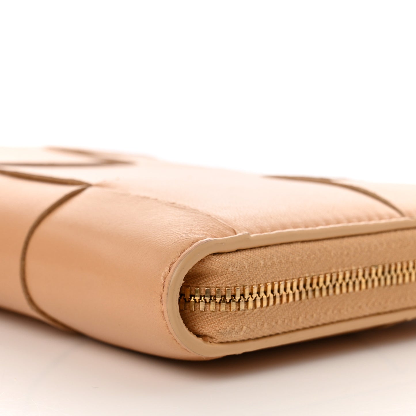Nappa Maxi Intrecciato Zip Around Wallet Almond