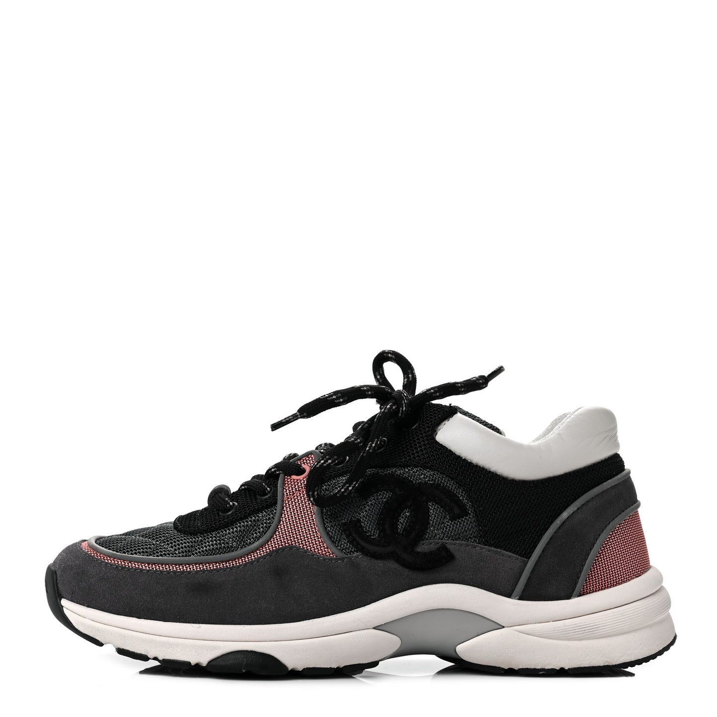 Nylon Calfskin Suede Womens CC Sneakers 39 Grey Pink