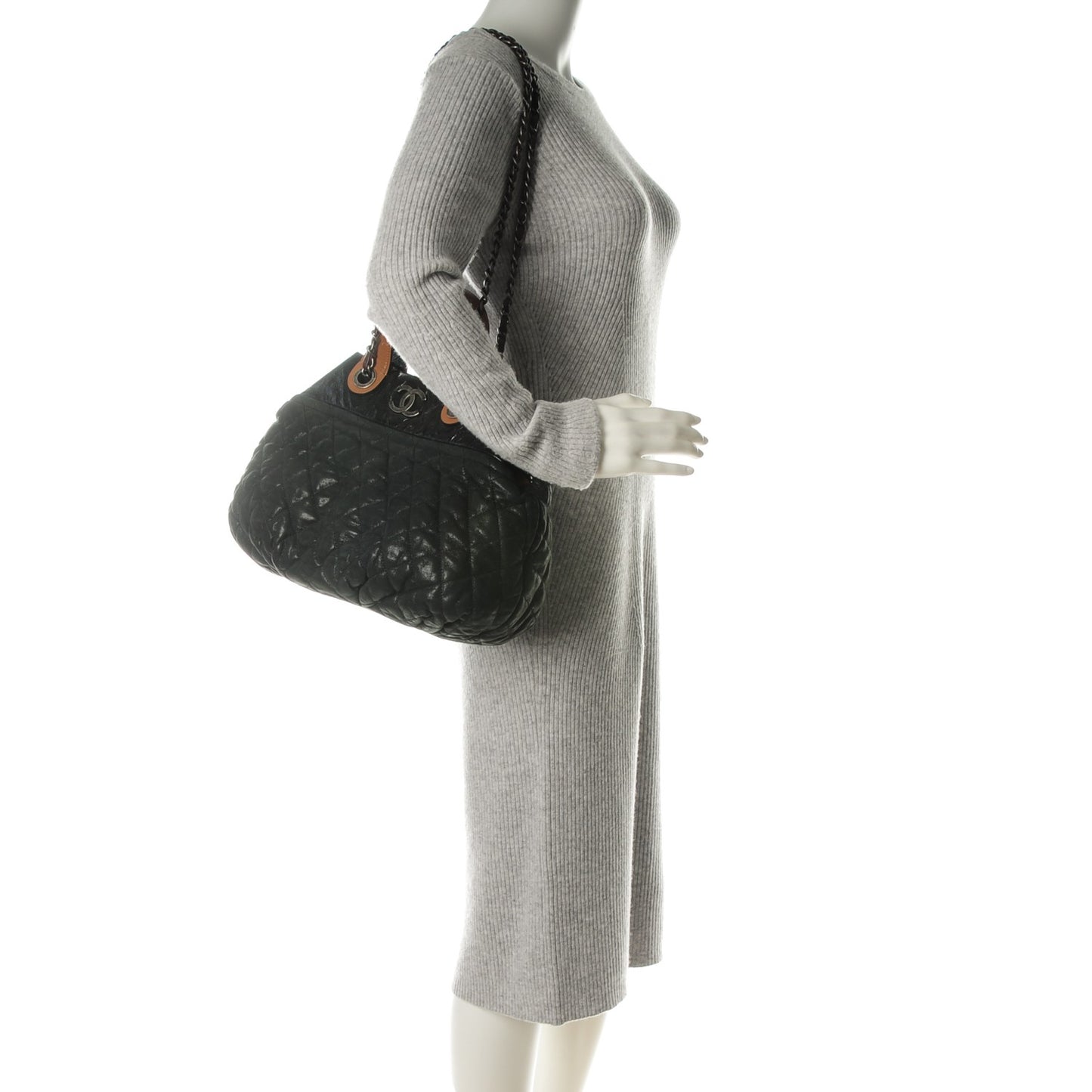 Iridescent Calfskin Small In the Mix Tote Dark Green