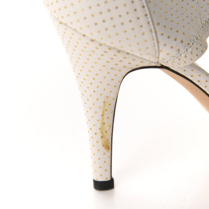 Chanel Calfskin Polka Dot Peep Toe Cut Out Pumps 37 White 10 of 14