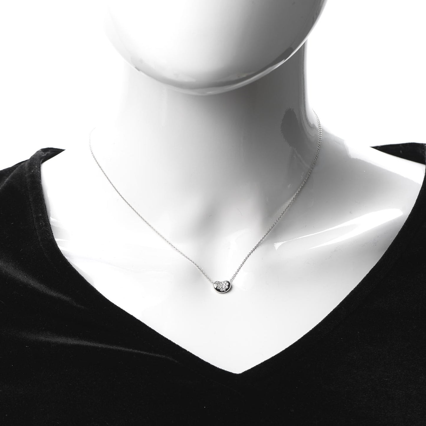 Platinum Diamond 9mm Elsa Peretti Bean Pendant Necklace