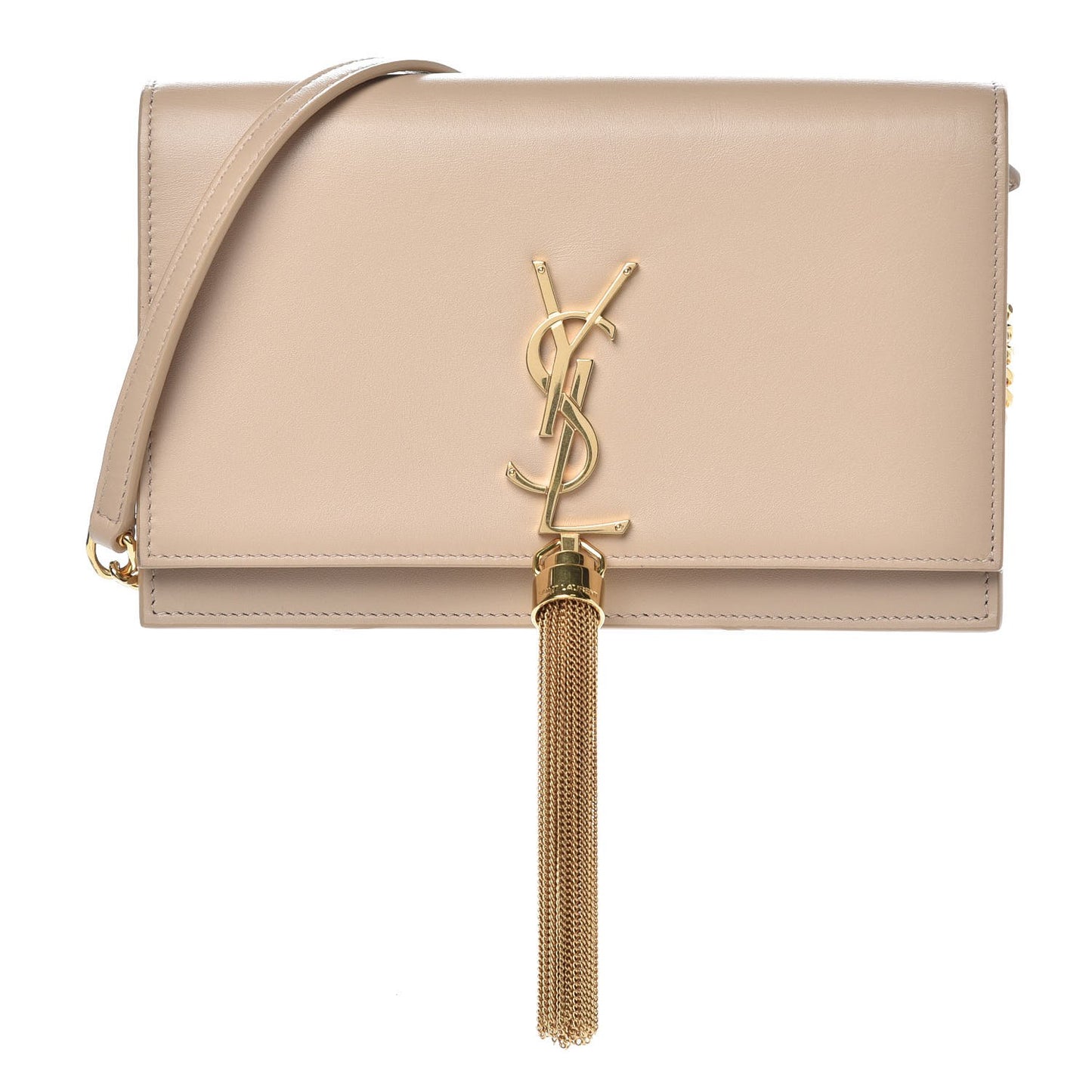Smooth Calfskin Classic Monogram Kate Tassel Chain Wallet Nude Powder