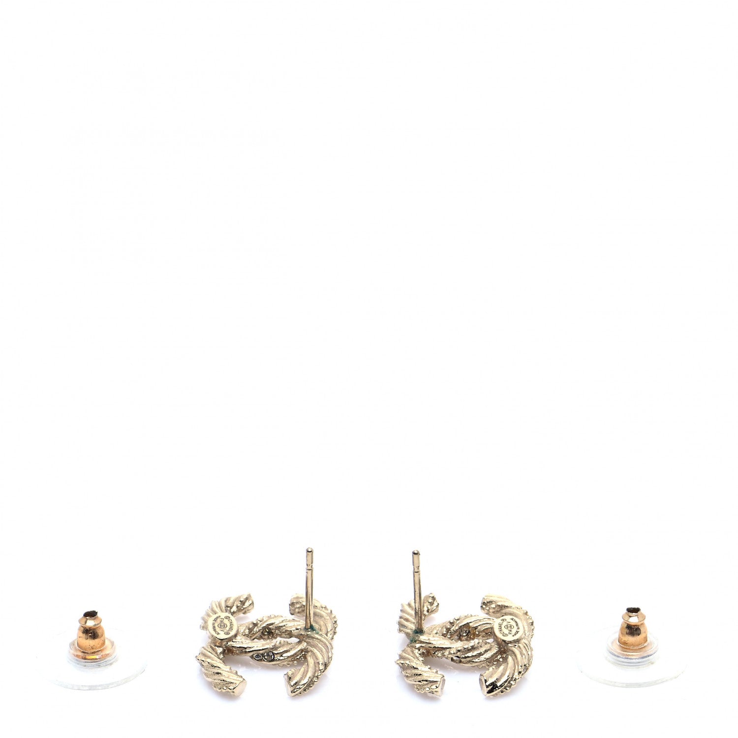 Chanel Crystal Twisted CC Earrings Gold 4 of 5