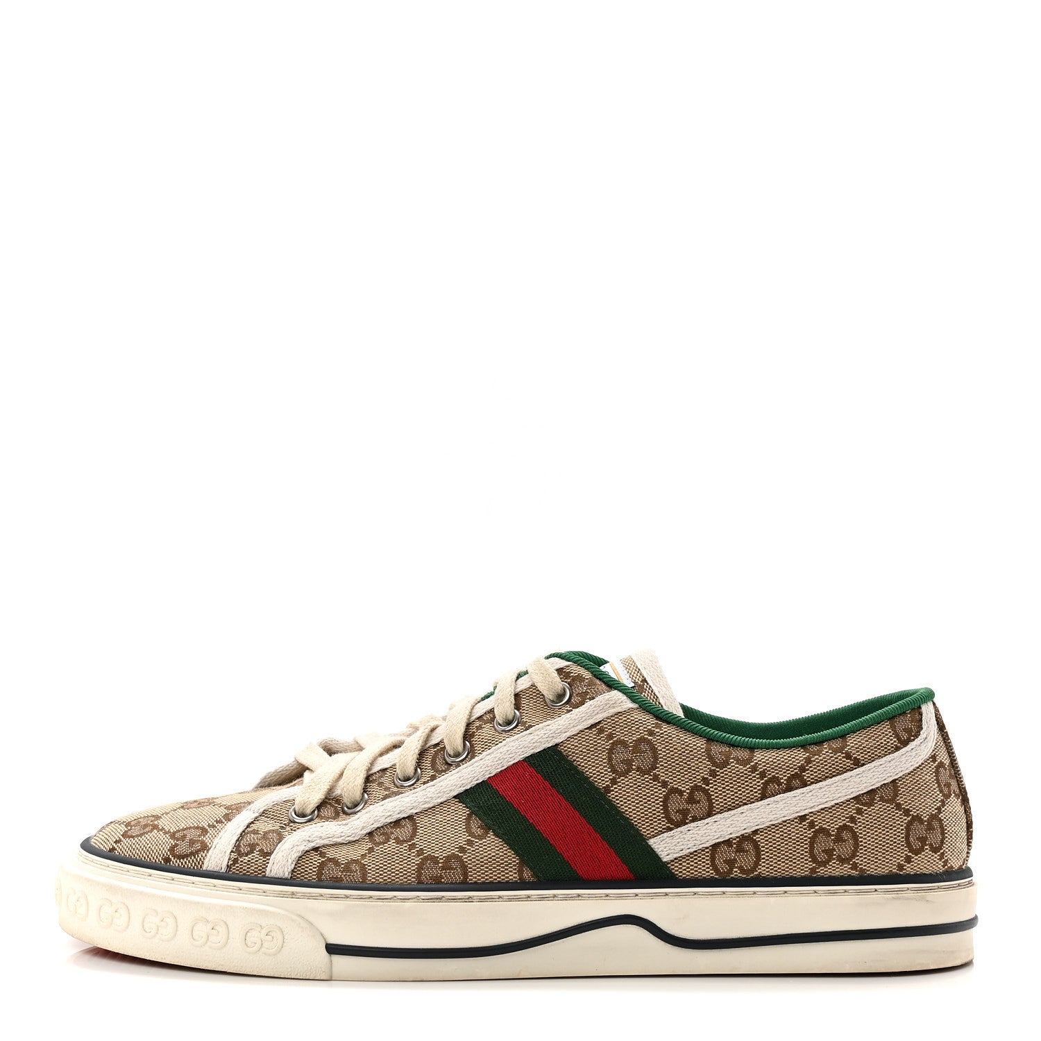 Gucci GG Monogram Web Womens 1977 Tennis Sneakers 41 Beige Ebony Mystic White 1 of 8