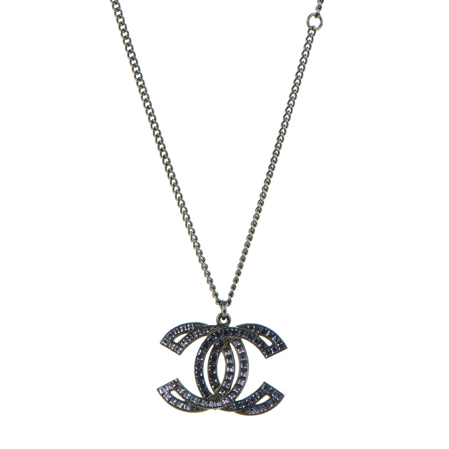 Crystal Baguette CC Necklace Purple Pink