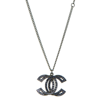 Chanel Crystal Baguette CC Necklace Purple Pink 1 of 6