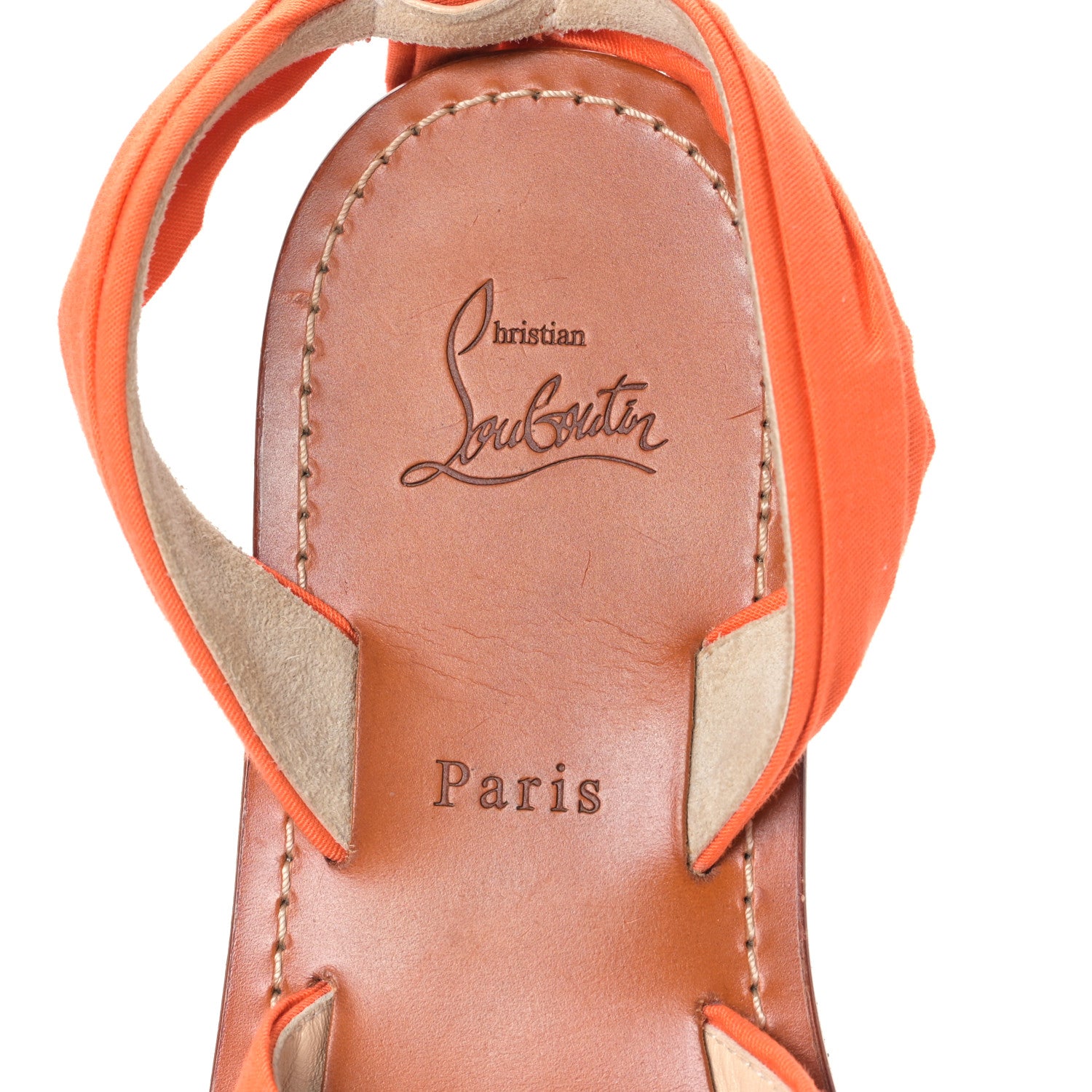 Christian Louboutin Gabardine Douce Du Desert Flat Sandals 41 Orange 7 of 7