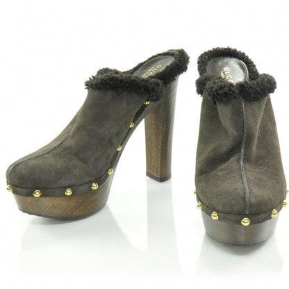 Gucci Suede Shearling Lined Montana Studded Clogs 39 1 of 7