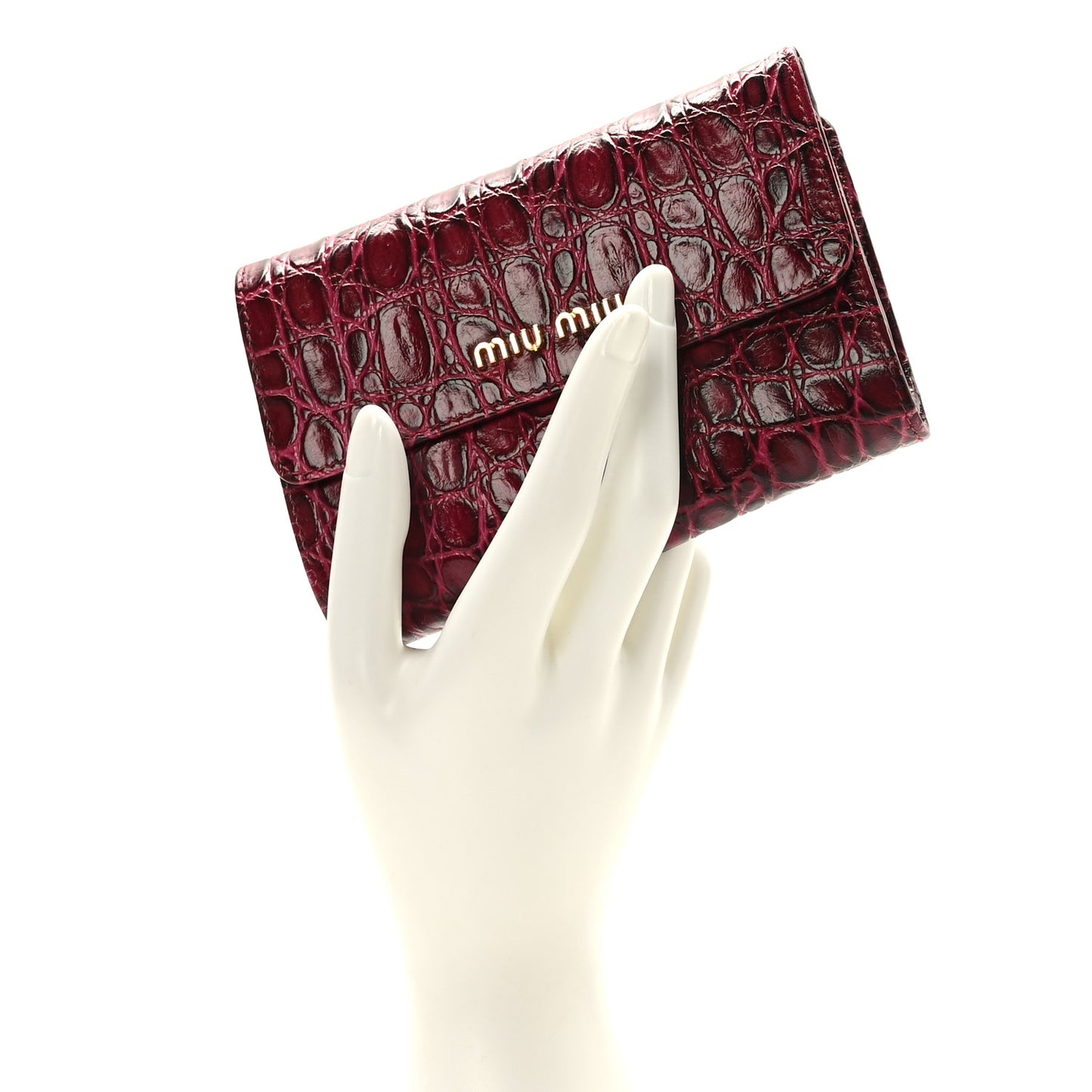 Vernice Alligator Embossed Wallet Dark Red