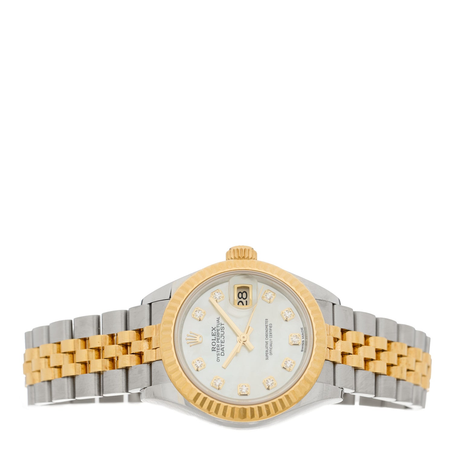 Rolex Stainless Steel 18K Yellow Gold Diamond Mother of Pearl 28mm Oyster Perpetual Datejust Watch 279173 2 of 5