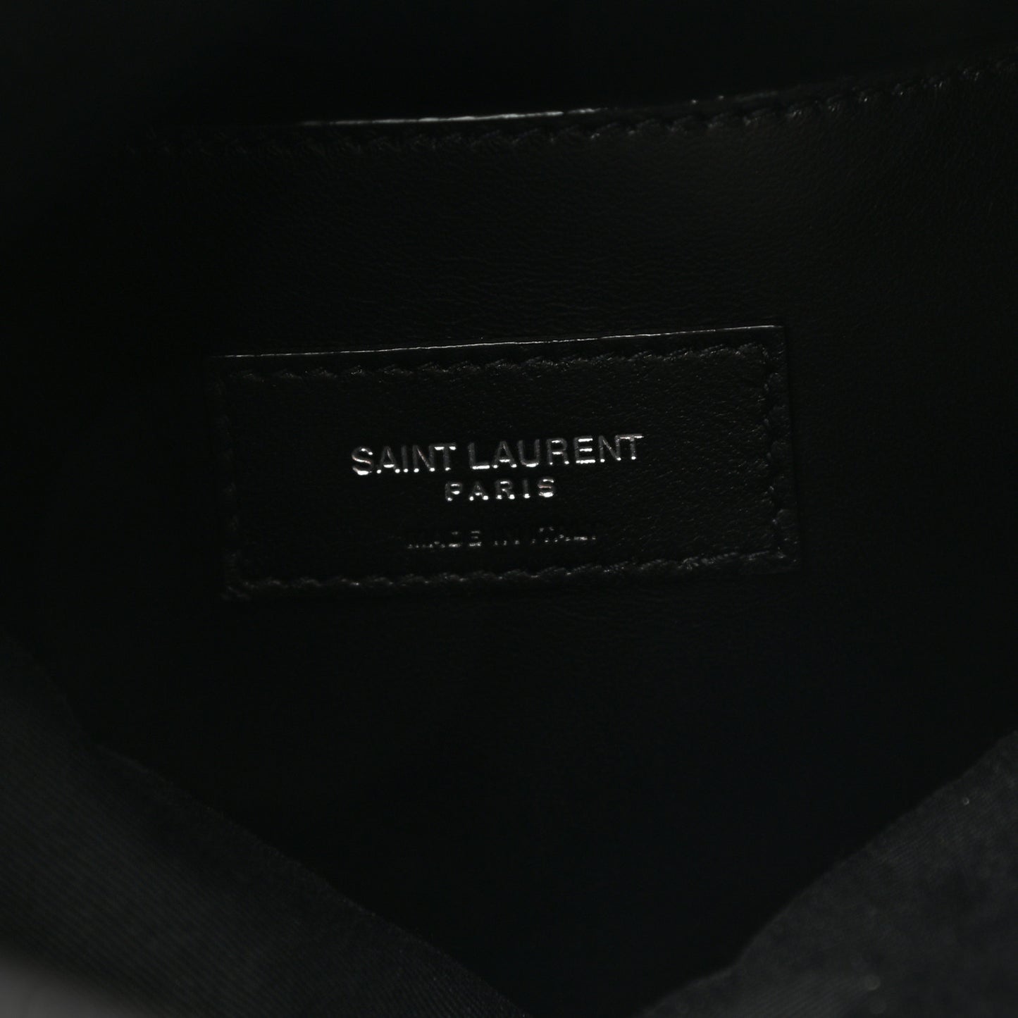 Calfskin Crocodile Embossed West Hollywood Monogram Fold Over Clutch Black