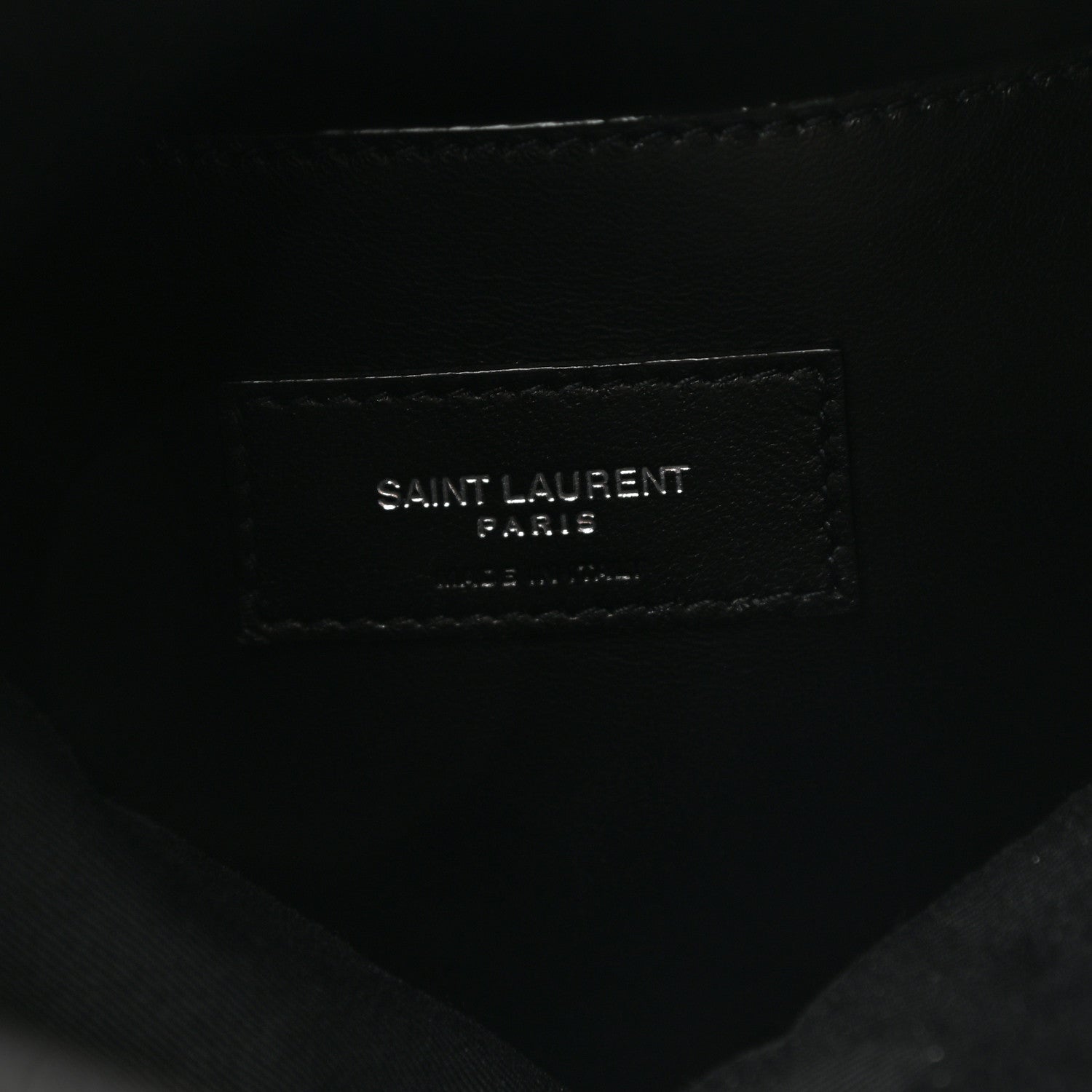 Saint Laurent Calfskin Crocodile Embossed West Hollywood Monogram Fold Over Clutch Black 6 of 6